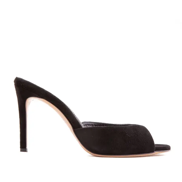 Saboti Vicky Piele Intoarsa, Varf Rotund, Negri - 37 / 9.5 cm
