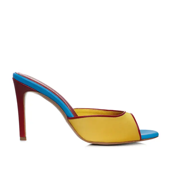Saboti Vicky Satin-Piele Naturala, Varf Rotund, Multicolor - 40 / 8 cm