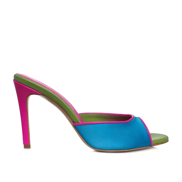 Saboti Vicky Satin-Piele Naturala, Varf Rotund, Multicolor - 41 / 8 cm