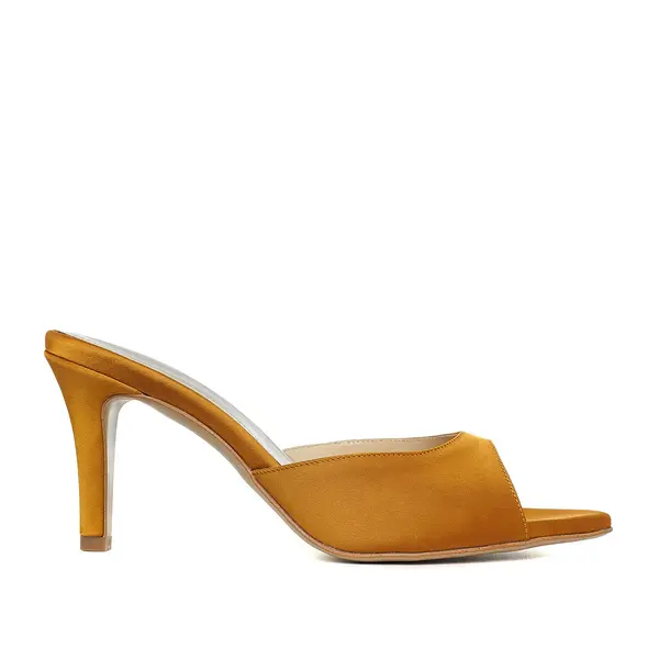 Saboti Vicky Satin, Varf Rotund, Galben-Mustar - 41 / 9.5 cm
