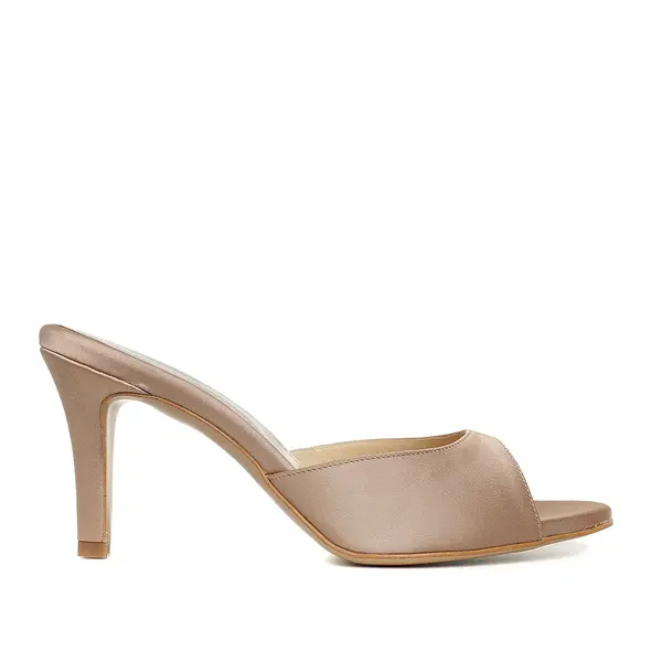 Saboti Vicky Satin, Varf Rotund, Nude-Auriu - 40 / 8 cm