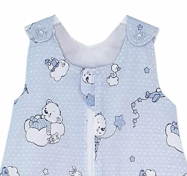 Sac de dormit copii 0.5 tog KidsDecor Ursuletul Martinica albastru din bumbac 60 cm
