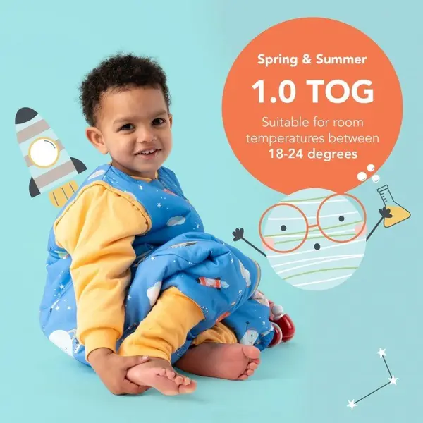 Sac de dormit cu picioruse si maneca lunga detasabila Space 90 cm + manseta 1.0 Tog