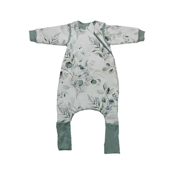 Sac de dormit cu picioruse si maneci detasabile, Bebe Stars, De iarna, Din bumbac certificat Oeko Tex Standard 100, Cu fermoar, 70 cm, 2.5 Tog, Nature