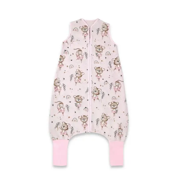 Sac de dormit, MimiNu, Cu picioruse, De iarna, Din bumbac certificat Oeko Tex Standard 100, Cu fermoar pe mijloc, 103 cm, 2-6 ani, 2.5 Tog, Design, Little Ballerina Pink