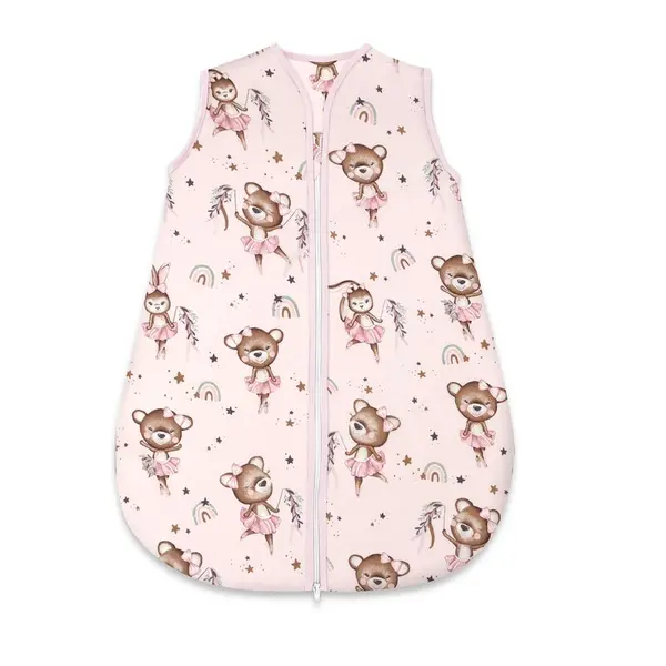Sac de dormit, MimiNu, Pentru bebelusi, De iarna, Din bumbac certificat Oeko Tex Standard 100, Cu fermoar, 70 cm, 0 - 6 luni, 2.5 Tog, Little Ballerina Pink