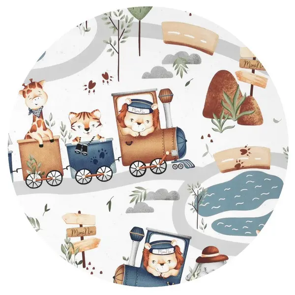 Sac de dormit MimiNu Zoo in train, de iarna, din bumbac, cu fermoar, 70 cm, 0-6 luni, 2.5 tog
