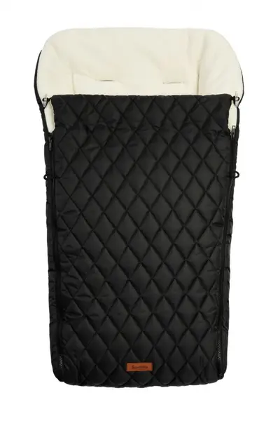 Sac de iarna Sensillo Polar Black pentru caruciorsanie,cu fermoar,material impermeabil matlasat,orificii pentru centuri de siguranta