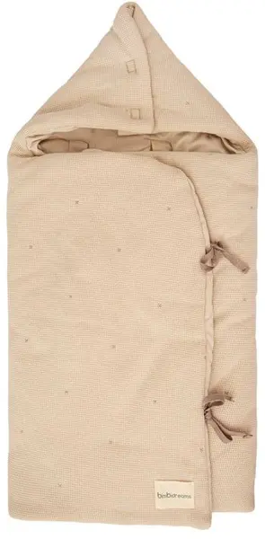 Sac pentru coș bebeluși Bimbidreams - Noe Waffle, cu glugă, 35 x 72 cm