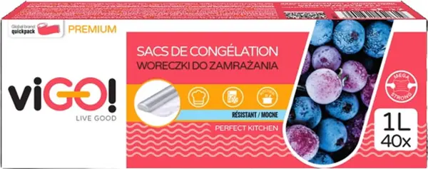 Saci de congelare IVIGO! - Premium, 1 l, 40 bucăți