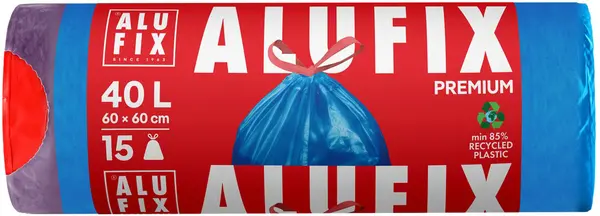 Saci de gunoi cu legături ALUFIX - 40 l, 15 buc., albaștri