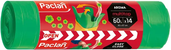 Saci de gunoi parfumați Paclan - Multitop, 60 l, 14 buc., verde
