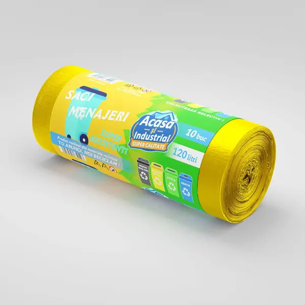 Saci menajeri 120l galben 10 saci/rola Acasa si Industrial