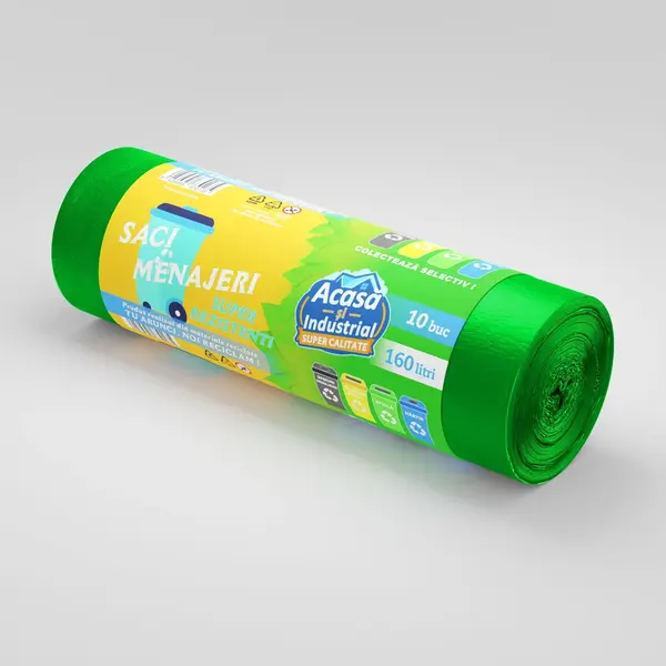 Saci menajeri 160L verde 10 saci/rola Acasa si Industrial
