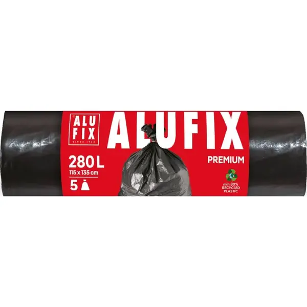 Saci menajeri 280 L 115 x 135 cm LDPE negri 5 buc/rola Saci menajeri 280 L 115 x 135 cm LDPE negri 5 buc/rola