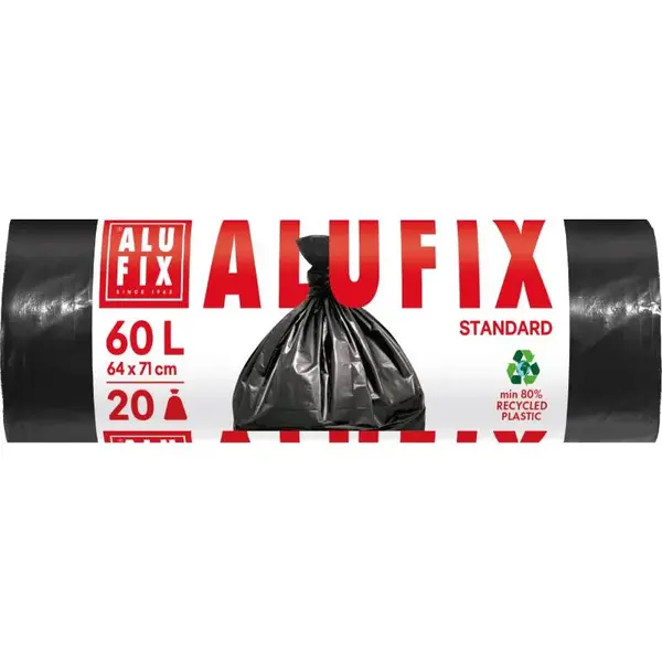 Saci menajeri 60 L 64 x 71 cm HDPE negri 20 buc/rola Saci menajeri 60 L 64 x 71 cm HDPE negri 20 buc/rola