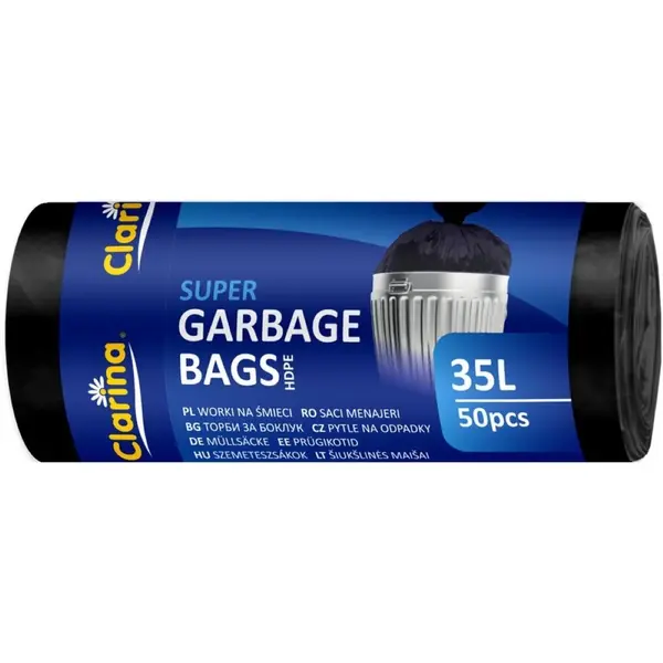 Saci menajeri Clarina 35 L și 60 L negri 50 buc/rolă HDPE Saci menajeri Clarina 35 L și 60 L negri 50 buc/rolă HDPE 35l