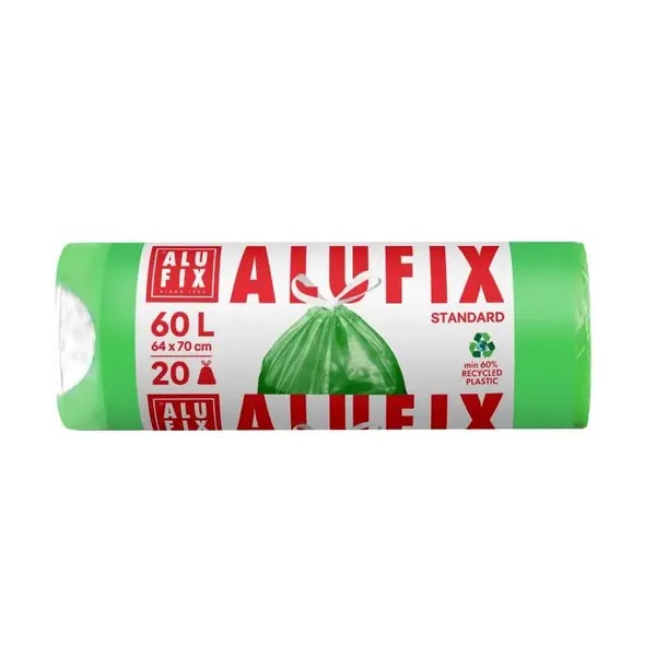 Saci menajeri cu banda 60 L 64 x 70 cm HDPE verzi 20 buc/rola Saci menajeri cu banda 60 L 64 x 70 cm HDPE verzi 20 buc/rola