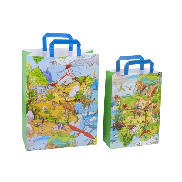 Sacosa cadou din hartie - Lumea Dinozaurilor, 22x10.5x32cm, 70 g m ²