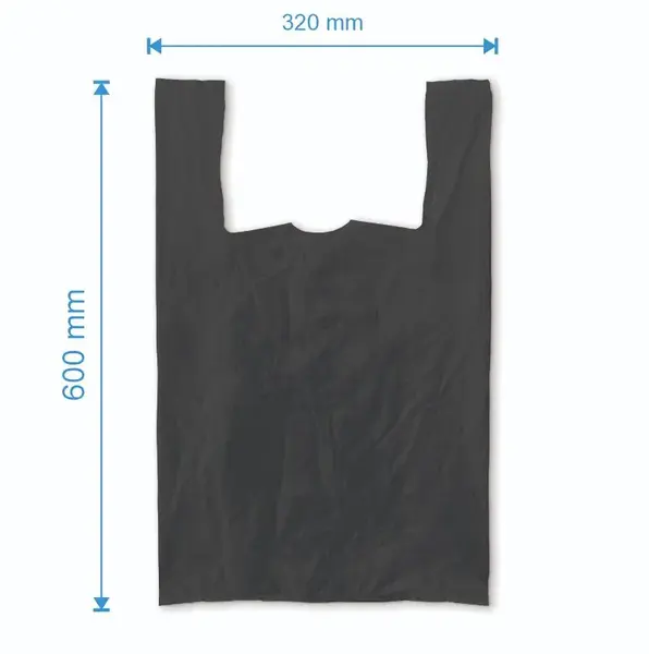 Sacosa maieu 320mm x 600mm - 50 microni grosime, cu pliuri de 90mm, virgin, culoarea negru