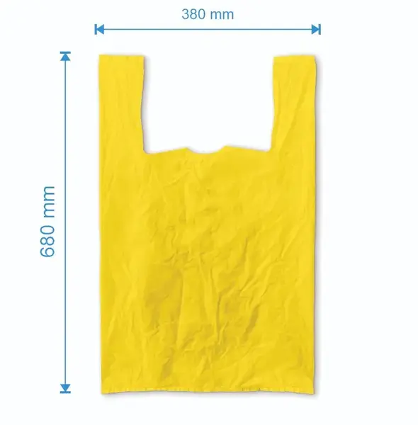 Sacosa maieu 380mm x 680mm - 50 microni grosime, cu pliuri de 140mm, virgin, culoarea galbenă