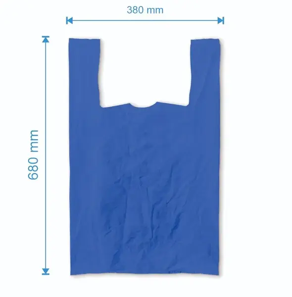 Sacosa maieu 380mm x 680mm - 50 microni grosime, cu pliuri de 140mm, virgin, culoarea albastru