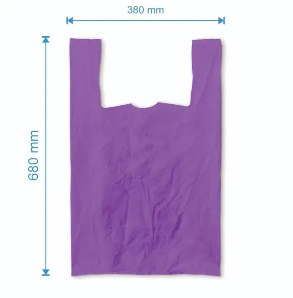 Sacosa maieu 380mm x 680mm - 50 microni grosime, cu pliuri de 140mm, virgin, culoarea mov