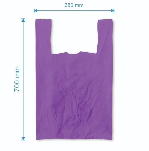Sacosa maieu 380mm x 700mm - 50 microni grosime, cu pliuri de 140mm, reciclat, culoarea mov