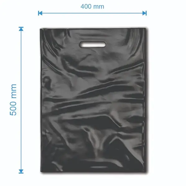 Sacoșă tip Banana LDPE 400mm x 500mm, culoarea negru, grosime 50 microni