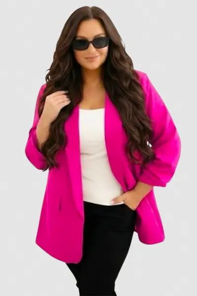 Sacou casual BLUMY, cu lungime medie si clapete, ROZ, Marime XL/2XL