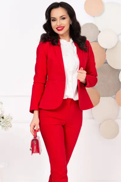 Sacou dama office elegant rosu cambrat