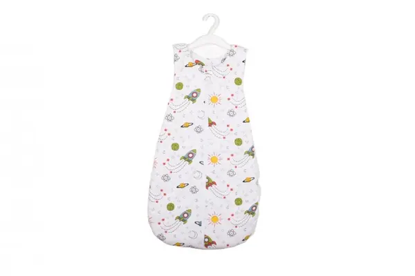 Saculet de dormit gros din bumbac model rachete 6-12 luni