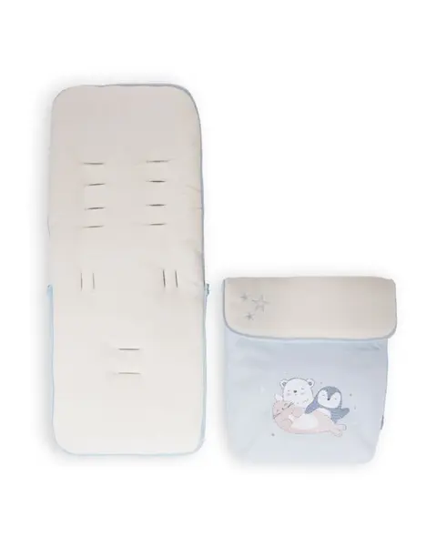 Saculet de iarna pentru picioare Polar Friends Blue material impermeabil,compatibi cu toate carucioarele,orificii pentru centurile de siguranta,dimensiune 95x48 cm