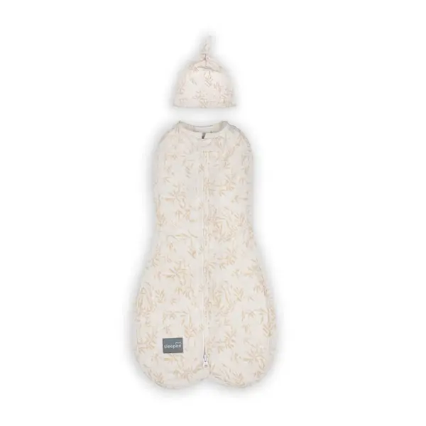 Saculet din bumbac Swaddle pentru infasat nou nascut + caciulita First Step Bamboo