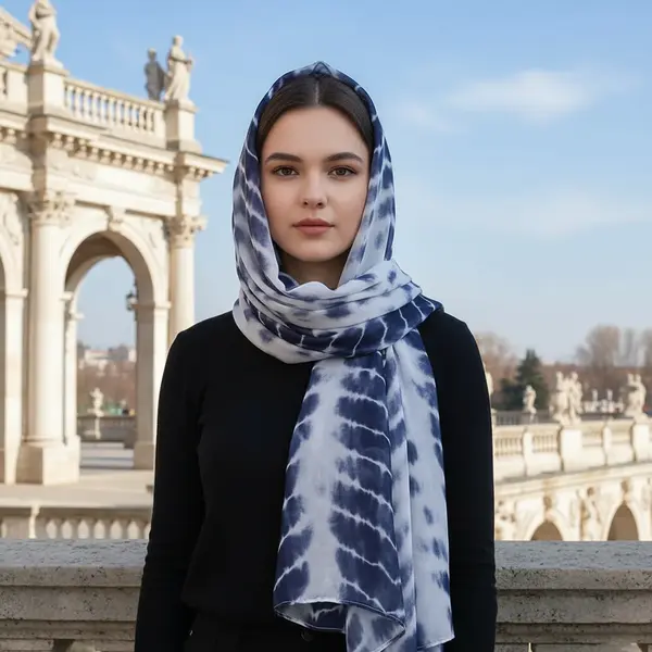 Șal sfintit în Țara Sfântă, culoare albastru închis și alb - Default Title