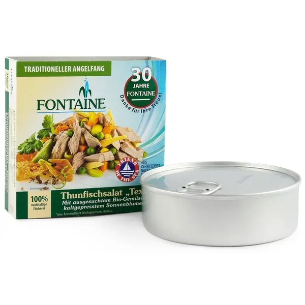 Salata de Ton Texas cu Legume Bio si Ulei de Floarea Soarelui Presat la Rece, Fontaine, 200 g