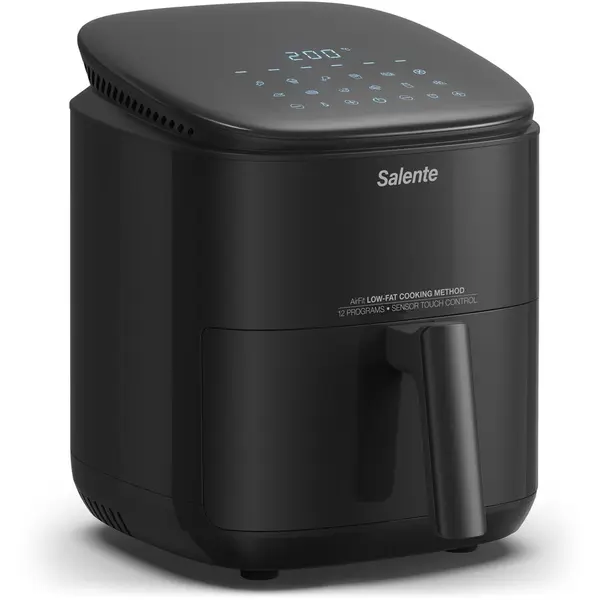 SALENTE Friteuza cu aer cald, Salente AirFit, 1500 W, 3,5 l, Pregatire & Gratar & Uscare & Dezghetare 4in1, 12 programe presetate, Negru