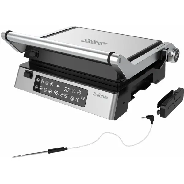 SALENTE Gratar de contact Salente FlamePro cu sonda de temperatura externa, 2200 W, 8 programe automate prestabilite