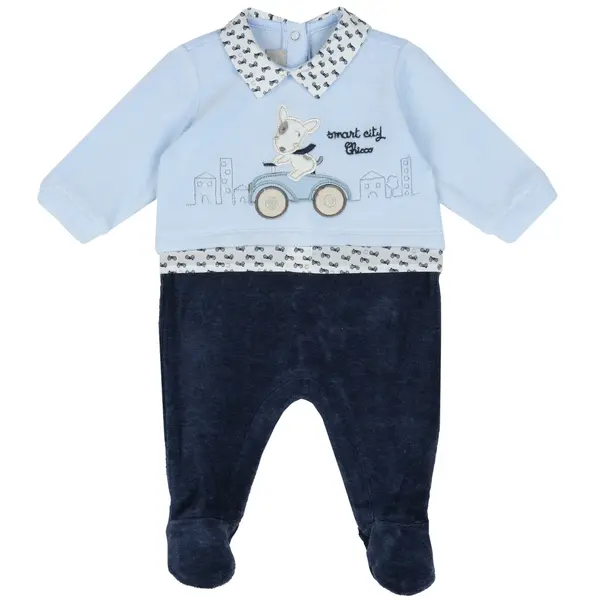 Salopeta bebe Chicco din velur, bleu, 02340-63MFCI