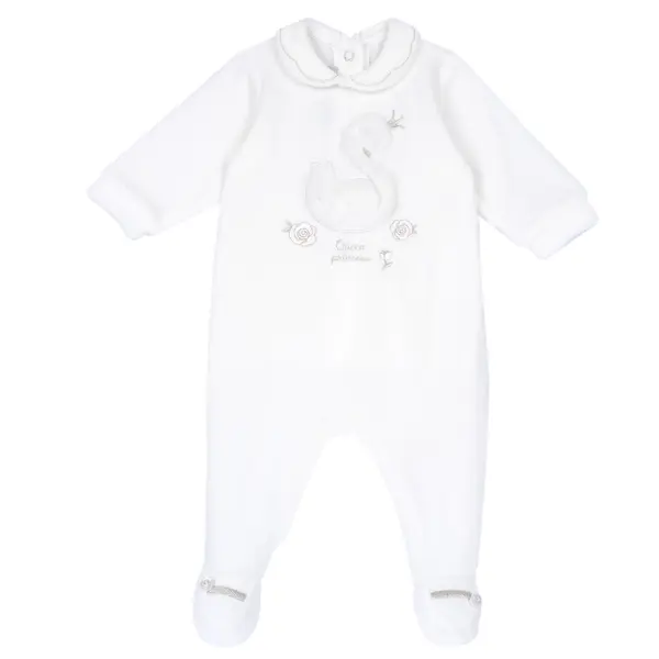 Salopeta bebelusi Chicco din velur, Alb, 00317-69MFCI