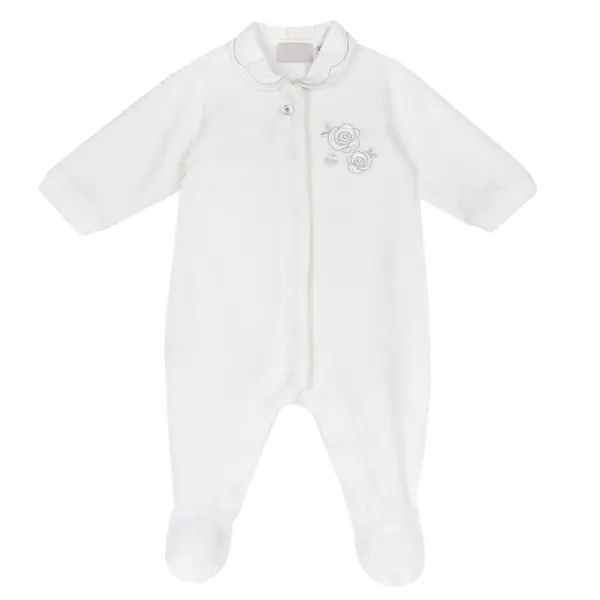 Salopeta bebelusi Chicco din velur, Alb, 00319-69MFCI