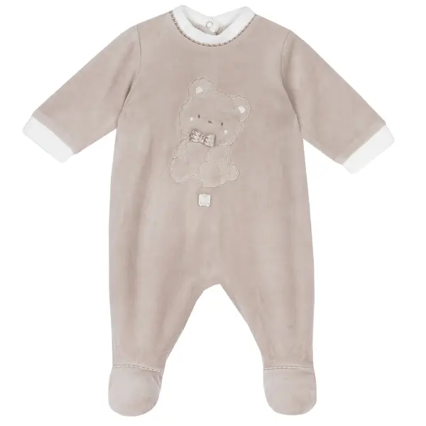 Salopeta bebelusi Chicco din velur, Bej cu model, 00370-69MFCI