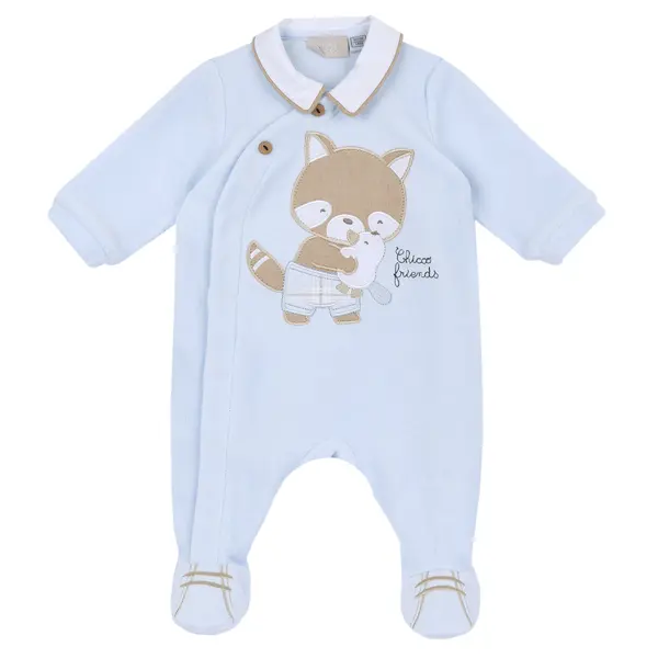 Salopeta bebelusi Chicco din velur, Bleu, 27087-66MFCI