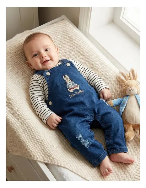 Salopeta blug+bluza, Peter Rabbit, albastru