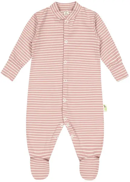 Salopeta cu dungi Bio Baby - 74 cm, 6-9 luni, roz