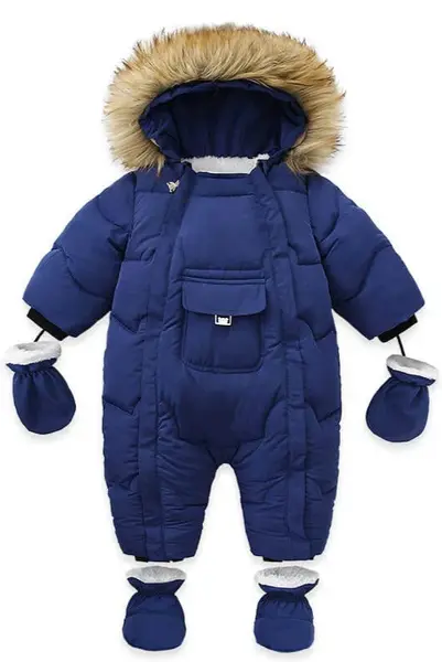 Salopeta groasa de iarna pentru bebelusi - bleumarin / 3-6 luni (66 cm)