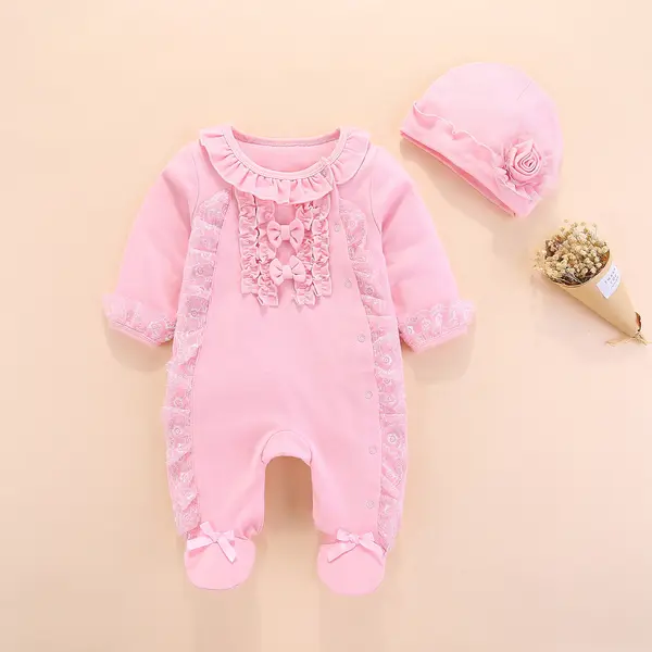 Salopeta Roz Fetite cu Caciulita Maria - 6-9 luni