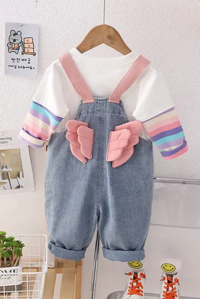 Salopeta si bluza pentru fete ANGEL - 4 ani