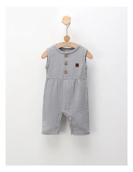 Salopeta super lejera din muselina Kids, gri