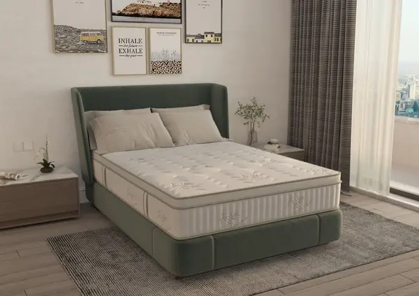 Saltea cu memorie si arcuri Bambus Super Confort Pocket Multilayer, cu husa matlasata, sistem 3D si manere 120 x 200 x 25 cm fermitate medie